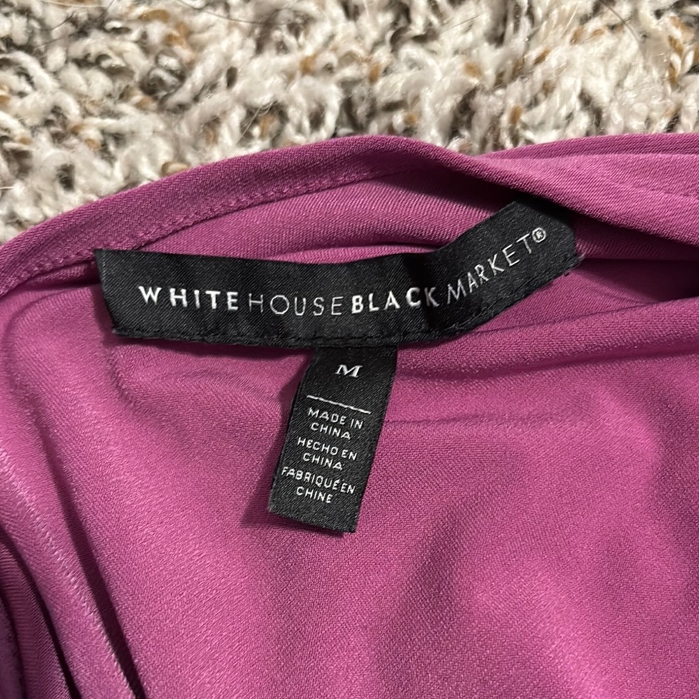 White House Black Market Purple Long Sleeve Blouse - Picture 2 of 4